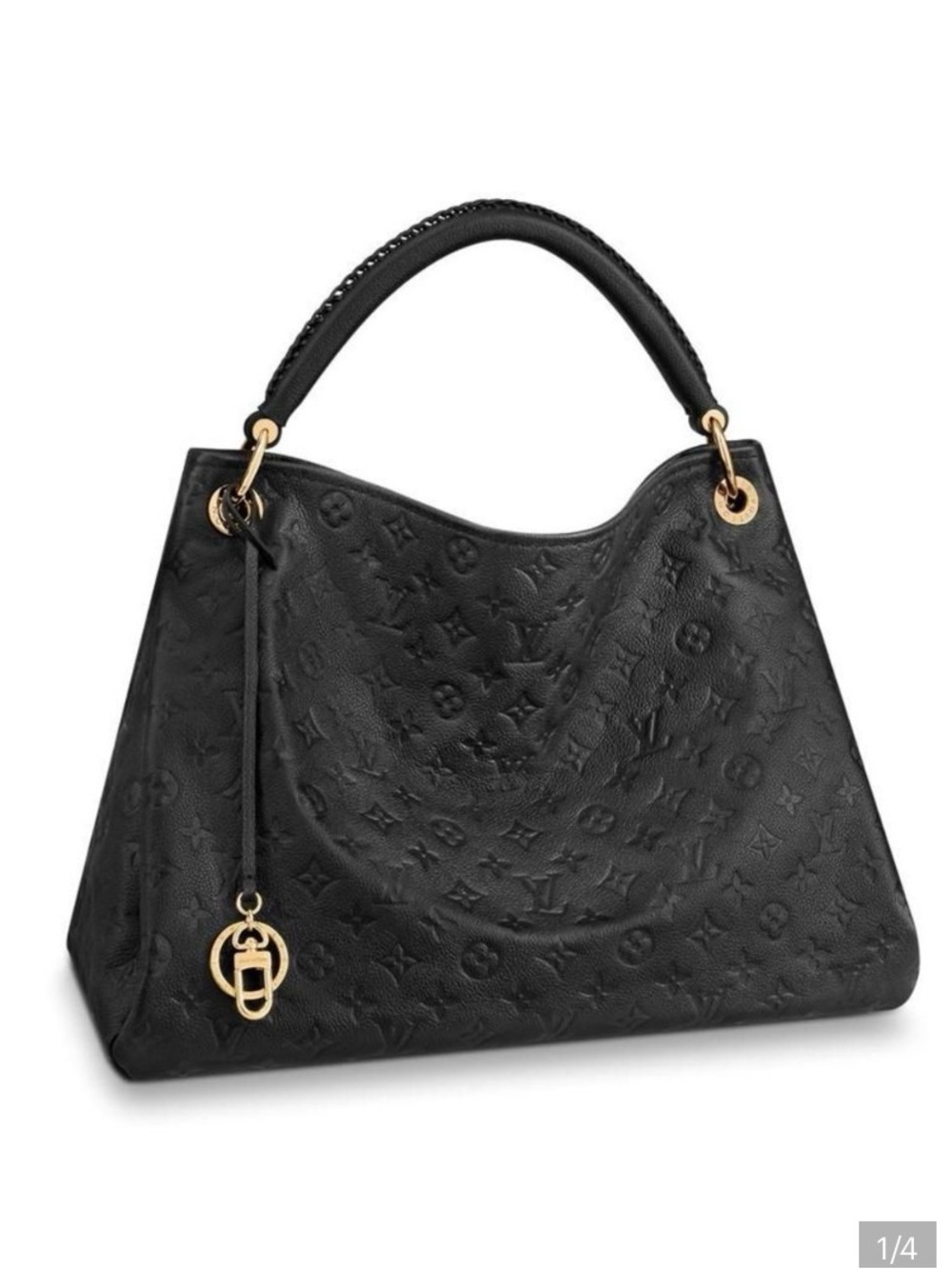 Louis Vuitton Black Embossed Monogram Top-Handle Hobo with Gold Hardware